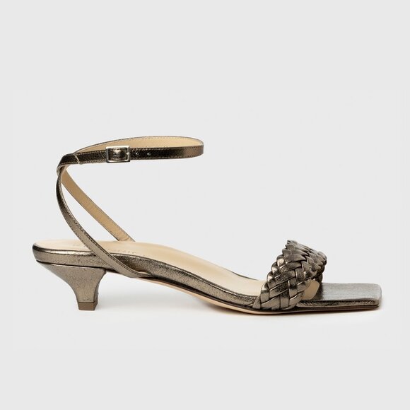 Burnished Steel Leather Heeled Sandal - Picture 3 of 4